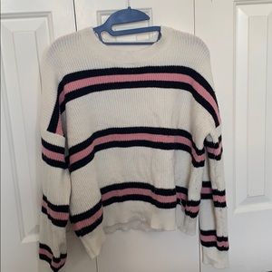 Pink, black and white striped sweater